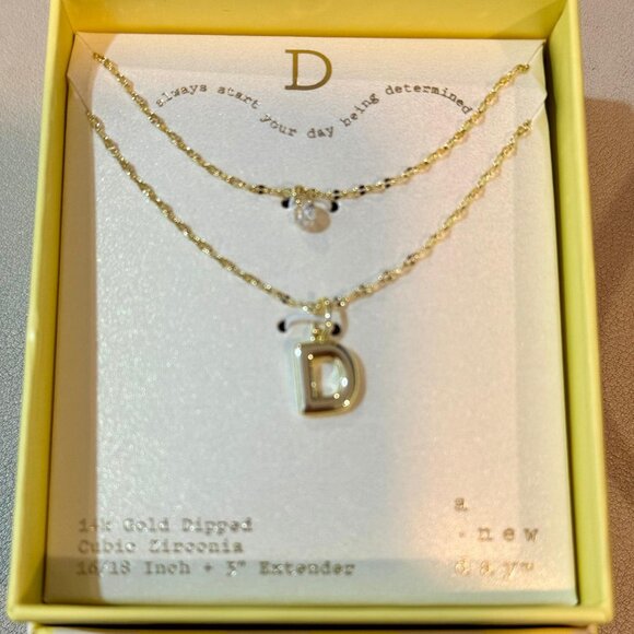 NWT A New Day 14K Gold Dipped Initial Necklace Set (A–Z) Cubic Zirconia - Picture 1 of 6